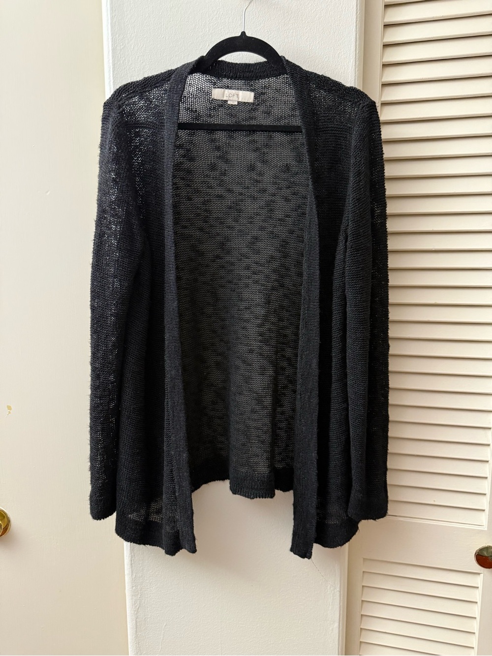 LOFT Black Lightweight Open-Front Cardigan